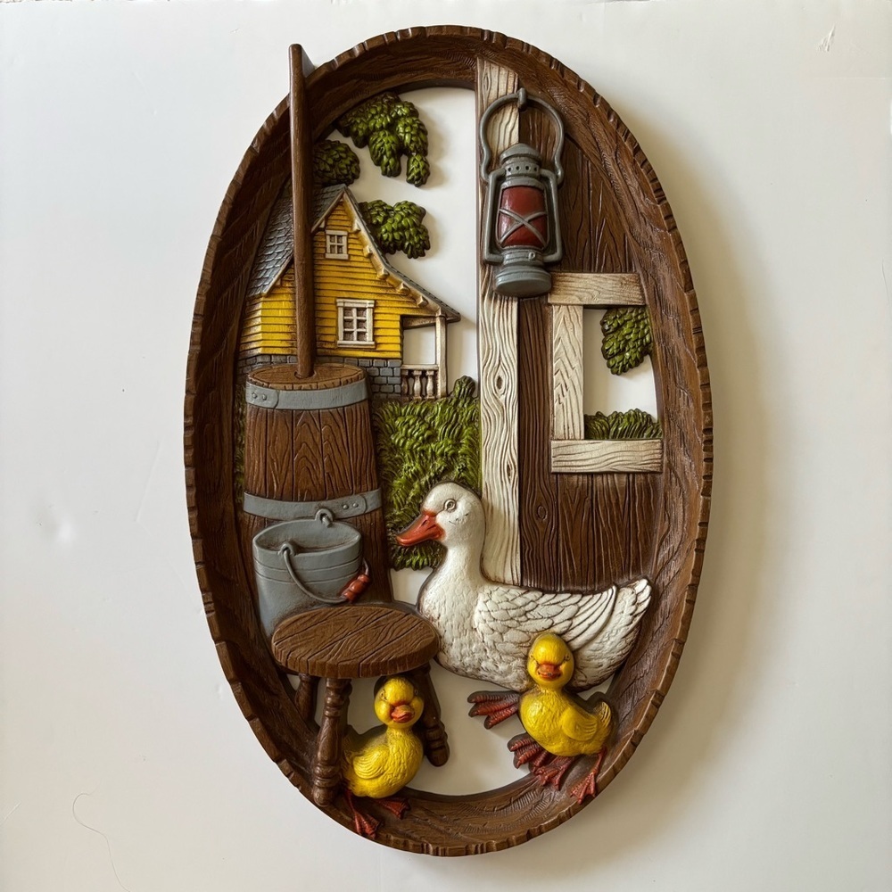 Burwood Vintage Cottagecore 3D Wall Hanging Art Ducks Butter Churn 1974 Country - Picture 6 of 6